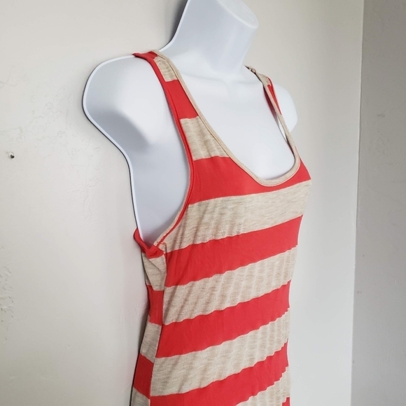 Green Apple Coral Beige Striped Maxi Dress Racerback Lightweight - Picture 3 of 8
